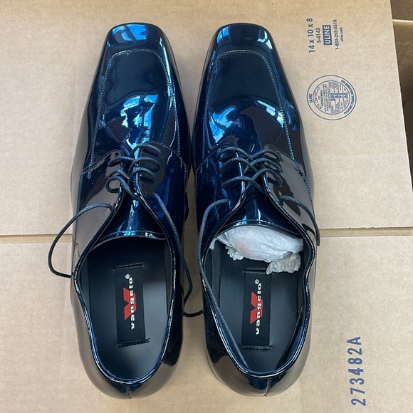 Black Patent Square Toe Tuxedo Shoes Size 17 Medium New
